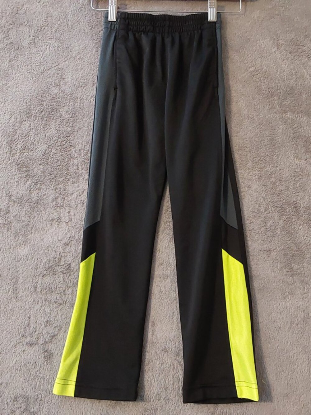 Boys Athletic Works Jogger Pants Black Neon Green Size 6-7 Athletic